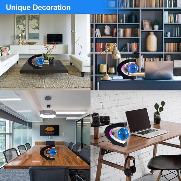 Magnetic Levitation Floating Globe, Levitating C Shape Globe with LED Lights for - Picture 6 of 6